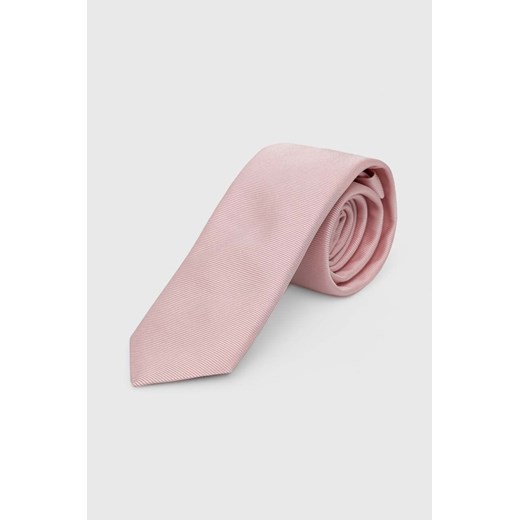 HUGO krawat jedwabny kolor różowy 50468199 ze sklepu ANSWEAR.com w kategorii Krawaty - zdjęcie 170653533