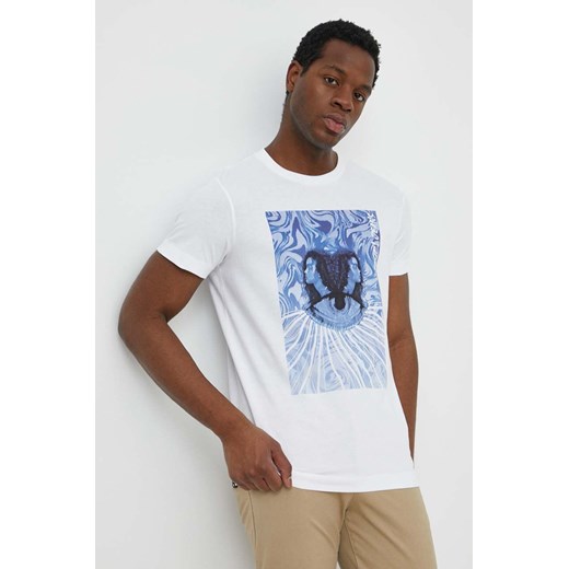 Joop! t-shirt bawełniany Deano męski kolor biały z nadrukiem 3004242810017940 ze sklepu ANSWEAR.com w kategorii T-shirty męskie - zdjęcie 170653701