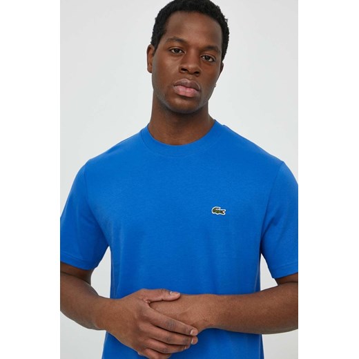 Lacoste t-shirt bawełniany męski kolor niebieski gładki ze sklepu ANSWEAR.com w kategorii T-shirty męskie - zdjęcie 170653734