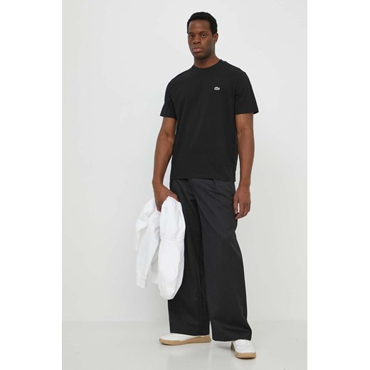 Lacoste t-shirt bawełniany męski kolor czarny gładki Lacoste XL ANSWEAR.com