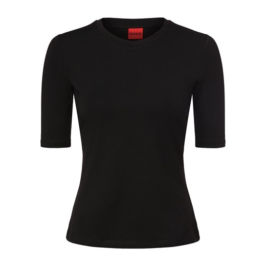 HUGO Koszulka damska - Darnelia Kobiety Bawełna czarny jednolity ze sklepu vangraaf w kategorii Bluzki damskie - zdjęcie 170654970