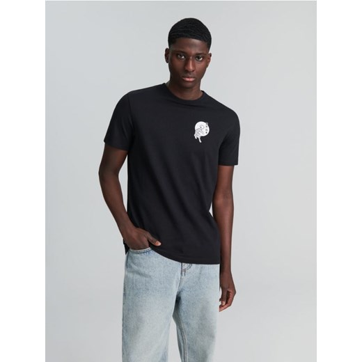 Sinsay - Koszulka bawełniana z nadrukiem - czarny ze sklepu Sinsay w kategorii T-shirty męskie - zdjęcie 170655132