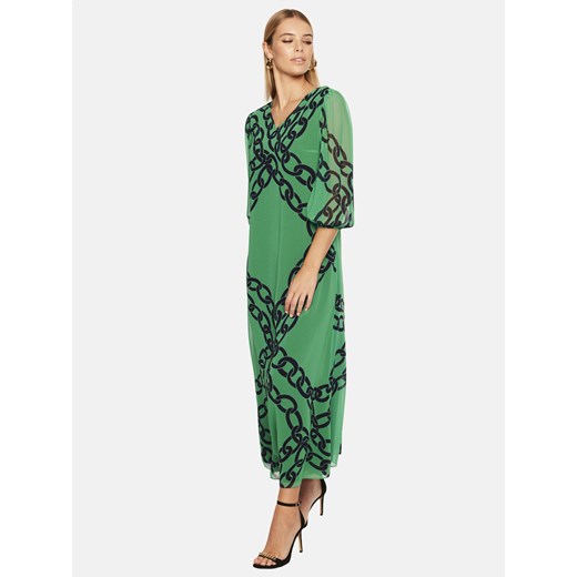 Zielona sukienka ze wzorem w łańcuchy L'AF Marina 40 Eye For Fashion