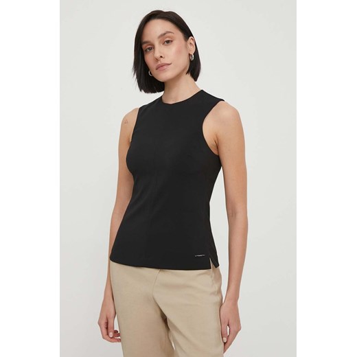 Calvin Klein bluzka damska kolor czarny gładka ze sklepu ANSWEAR.com w kategorii Bluzki damskie - zdjęcie 170664521