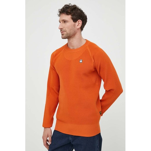 G-Star Raw sweter męski kolor pomarańczowy ze sklepu ANSWEAR.com w kategorii Swetry męskie - zdjęcie 170664770