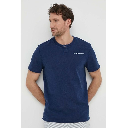 G-Star Raw t-shirt bawełniany męski kolor granatowy z nadrukiem ze sklepu ANSWEAR.com w kategorii T-shirty męskie - zdjęcie 170664914