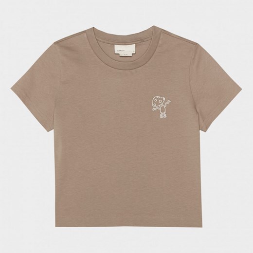 Damski t-shirt crop top z nadrukiem Outhorn OTHWSS24TTSHF1479 - brązowy Outhorn M Sportstylestory.com