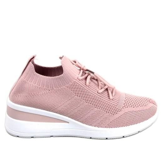 Buty sportowe na koturnie Croft Pink różowe ze sklepu ButyModne.pl w kategorii Buty sportowe damskie - zdjęcie 170666262