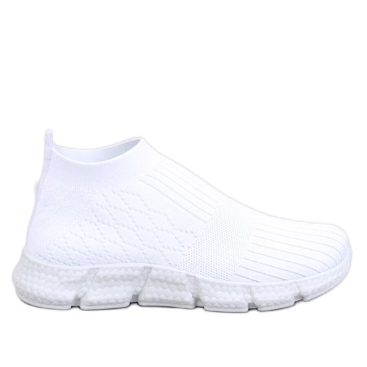 Buty sportowe skarpetkowe Darts White białe ze sklepu ButyModne.pl w kategorii Buty sportowe damskie - zdjęcie 170666311