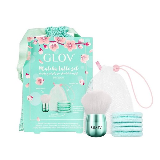 Matcha Latte zestaw Moon Pads waciki do demakijażu 5szt + Kabuki Brush pędzel do Glov uniwersalny www.ichester.pl