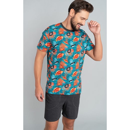 Piżama męska z krótkim rękawem i spodenkami Ocean, Kolor ciemny morski-szary, Italian Fashion XL Primodo
