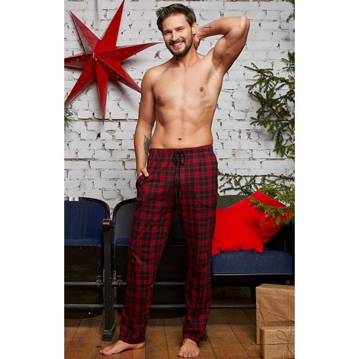 Piżamowe spodnie męskie w kratę długie Zeman, Kolor czerwono-czarny, Rozmiar M, Italian Fashion ze sklepu Primodo w kategorii Piżamy męskie - zdjęcie 170680951