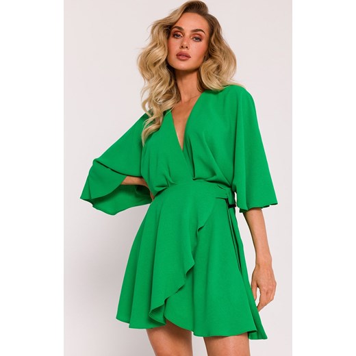Sukienka mini z rozkloszowanym dołem - soczysta zieleń M785, Kolor zielony, Rozmiar L, MOE ze sklepu Primodo w kategorii Sukienki - zdjęcie 170681273