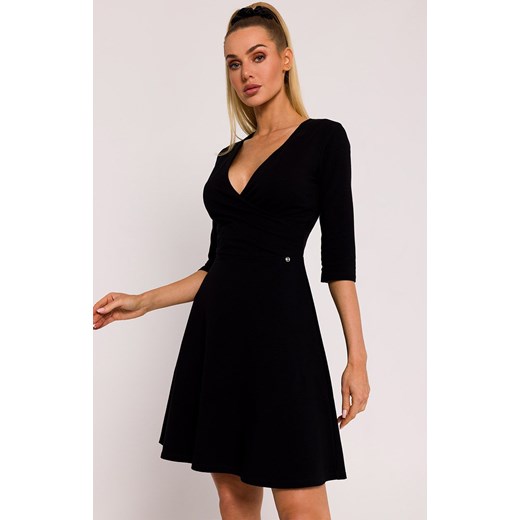 Sukienka z górą na zakładkę - czarna M786, Kolor czarny, Rozmiar L, MOE ze sklepu Primodo w kategorii Sukienki - zdjęcie 170681282