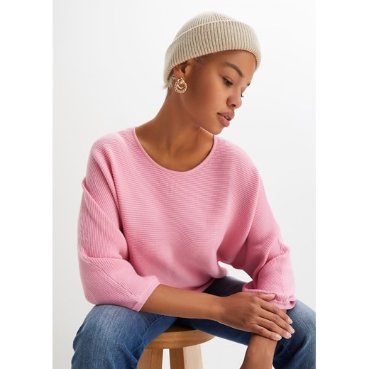 Sweter oversize w prążek ze sklepu bonprix w kategorii Swetry damskie - zdjęcie 170682954