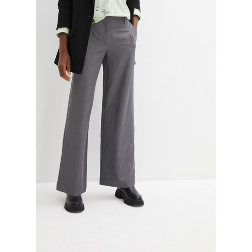 Szerokie spodnie z zakładkami poniżej paska w talii, z wysoką talią z regulacją obwodu, długie ze sklepu bonprix w kategorii Spodnie damskie - zdjęcie 170682963