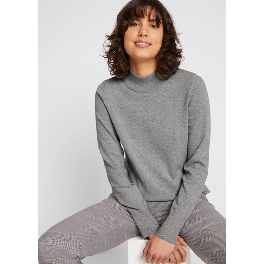Sweter basic ze stójką, z bawełny z recyklingu 36/38 bonprix