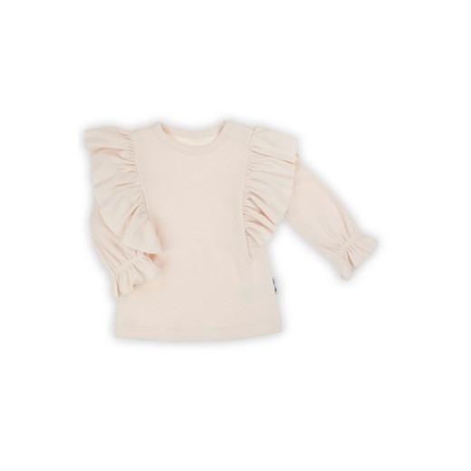 Bluzka bawełniana dziewczęca z długim rękawem beżowa ze sklepu 5.10.15 w kategorii Bluzki dziewczęce - zdjęcie 170683310
