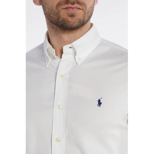 Koszula męska Polo Ralph Lauren biała bawełniana casualowa z długim rękawem
