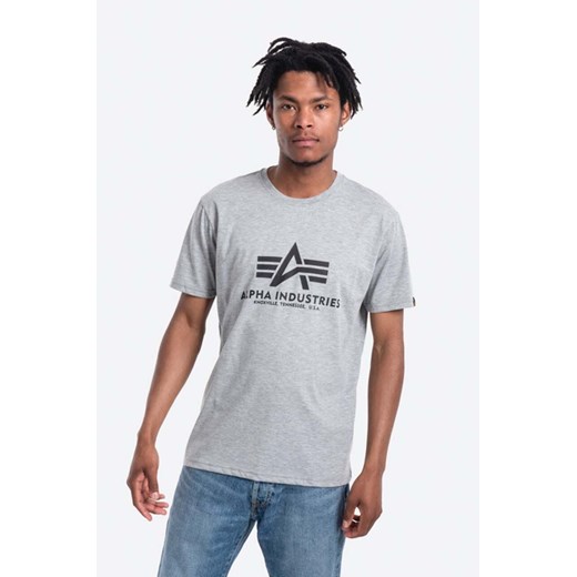 Alpha Industries t-shirt bawełniany Basic T-Shirt kolor szary z nadrukiem 100501.17 ze sklepu ANSWEAR.com w kategorii T-shirty męskie - zdjęcie 170685264