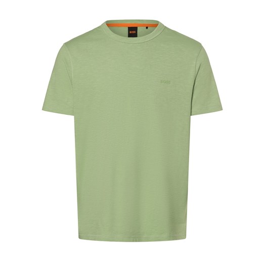 BOSS Orange Koszulka męska - Tegood Mężczyźni Bawełna seledynowy jednolity ze sklepu vangraaf w kategorii T-shirty męskie - zdjęcie 170685360