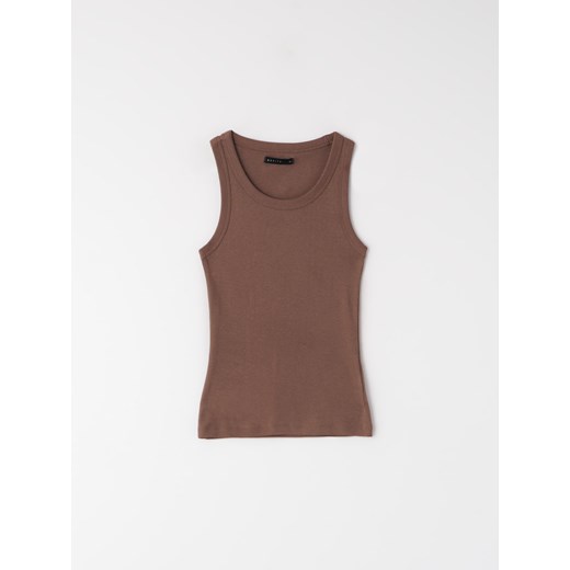 Mohito - Brązowy bawełniany top - brązowy ze sklepu Mohito w kategorii Bluzki damskie - zdjęcie 170686634