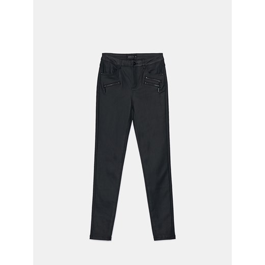 Mohito - Woskowane spodnie skinny - czarny ze sklepu Mohito w kategorii Jeansy damskie - zdjęcie 170686813