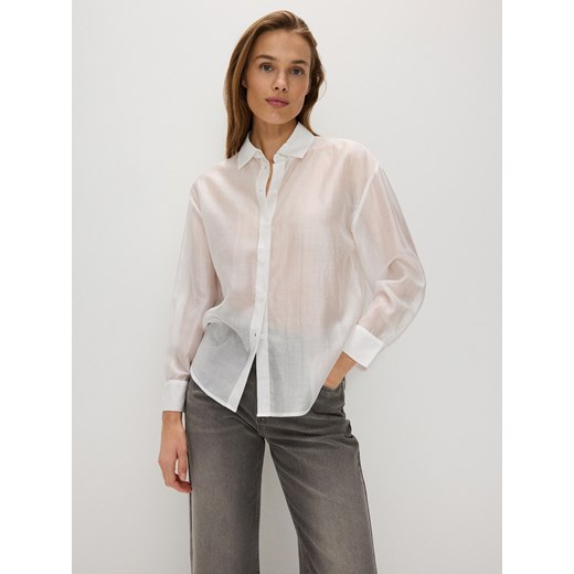 Reserved - Połyskująca koszula z lyocellem - biały ze sklepu Reserved w kategorii Koszule damskie - zdjęcie 170687241