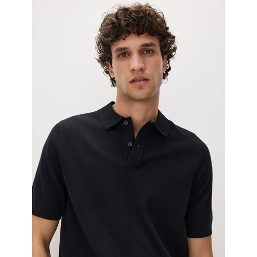 Reserved - Bawełniany sweter polo - czarny ze sklepu Reserved w kategorii Swetry męskie - zdjęcie 170687403