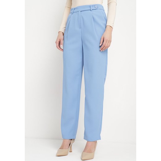 Niebieskie Spodnie Regular z Wyższym Stanem i Prostymi Nogawkami Arcadiasa ze sklepu Born2be Odzież w kategorii Spodnie damskie - zdjęcie 170688603