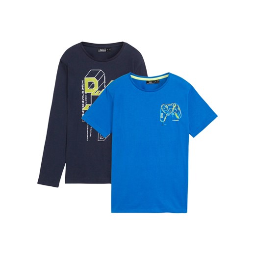 Shirt chłopięcy z długim rękawem + t-shirt, bawełna organiczna (2 części) ze sklepu bonprix w kategorii T-shirty chłopięce - zdjęcie 170706884