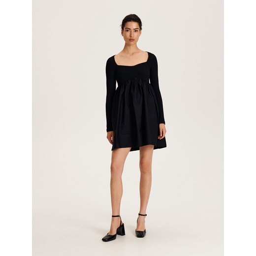 Reserved - Sukienka mini z łączonych materiałów - czarny ze sklepu Reserved w kategorii Sukienki - zdjęcie 170707602