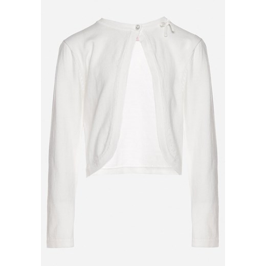 Biały Klasyczny Kardigan Zapinany przy Dekolcie na Guzik Xtalona ze sklepu Born2be Odzież w kategorii Swetry dziewczęce - zdjęcie 170711593