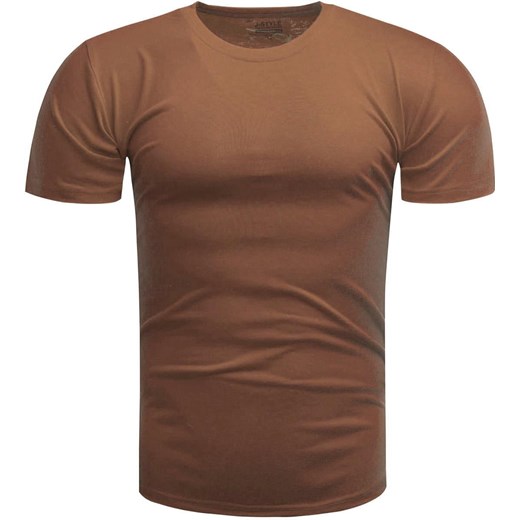 Koszulka męska t-shirt gładki camel Recea ze sklepu Recea.pl w kategorii T-shirty męskie - zdjęcie 170713790