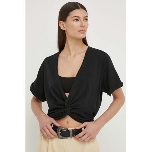 BA&amp;SH t-shirt bawełniany DENALI damski kolor czarny 1E24DENA ze sklepu ANSWEAR.com w kategorii Bluzki damskie - zdjęcie 170714340
