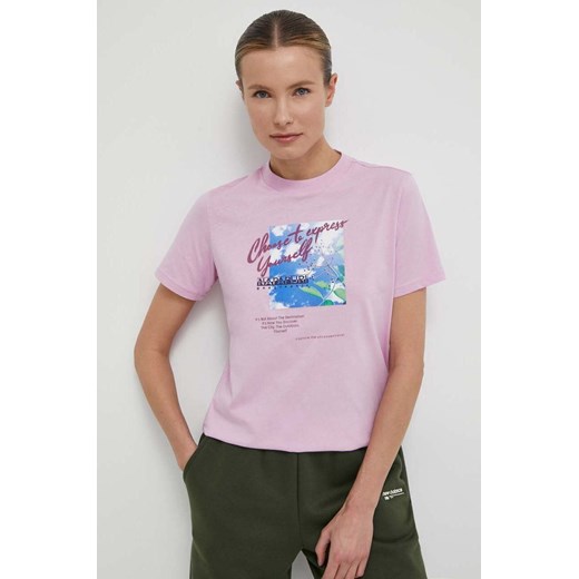 Napapijri t-shirt bawełniany S-Yukon damski kolor różowy NP0A4HOGP1J1 ze sklepu ANSWEAR.com w kategorii Bluzki damskie - zdjęcie 170714364
