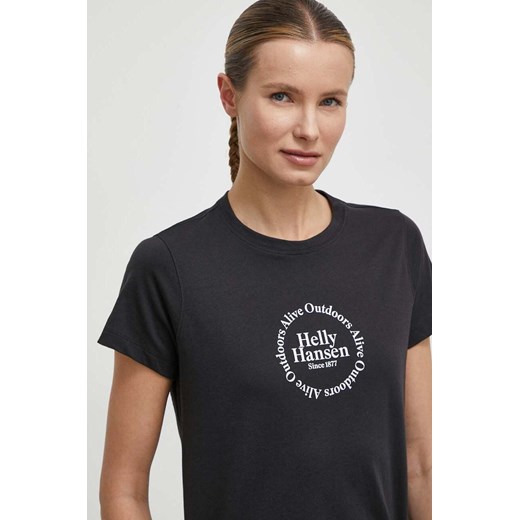Helly Hansen t-shirt bawełniany damski kolor czarny ze sklepu ANSWEAR.com w kategorii Bluzki damskie - zdjęcie 170714473