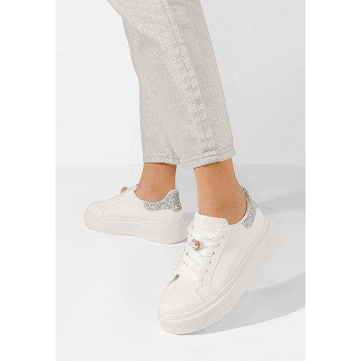Półbuty damskie Zapatos sznurowane białe casual 