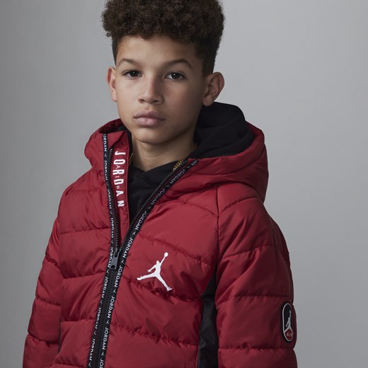Gruba kurtka puchowa z kapturem dla dużych dzieci Jordan - Czerwony Jordan M Nike poland