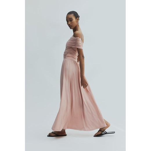 H & M - Drapowana sukienka z odkrytymi ramionami - Różowy H & M XS H&M