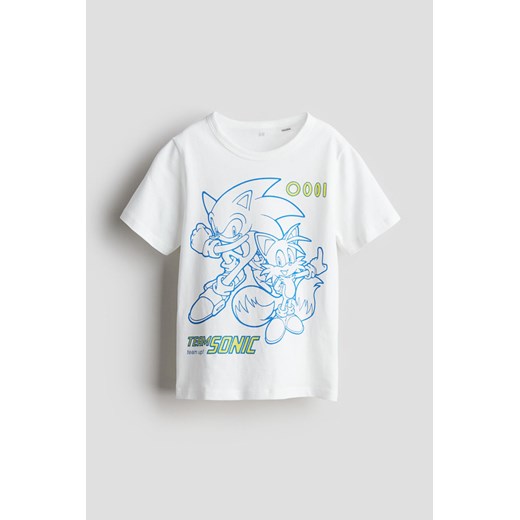 H & M - Bawełniany T-shirt z nadrukiem - Biały ze sklepu H&M w kategorii T-shirty chłopięce - zdjęcie 170717163