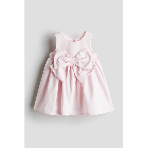 H & M - Satynowa sukienka z kokardą - Różowy H & M 98 (2-3Y) H&M