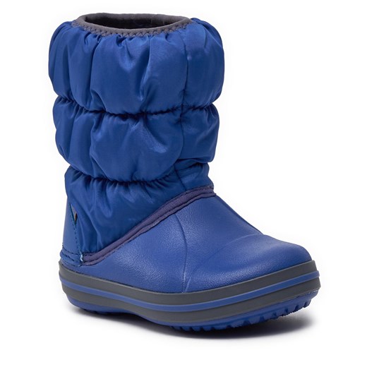 Śniegowce Crocs Winter Puff Boot Kids 14613 Cerulean Blue/Light Grey Crocs 22.5 okazja eobuwie.pl