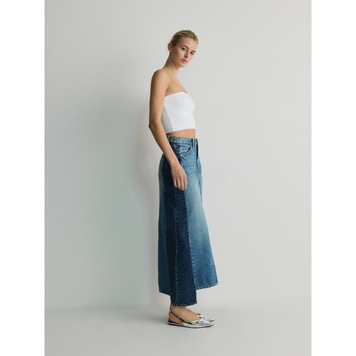 Reserved - Jeansowa spódnica - turkusowy ze sklepu Reserved w kategorii Spódnice - zdjęcie 170721163