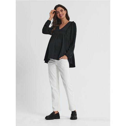Sinsay - Jeansy straight high waist MAMA - biały ze sklepu Sinsay w kategorii Spodnie ciążowe - zdjęcie 170721863