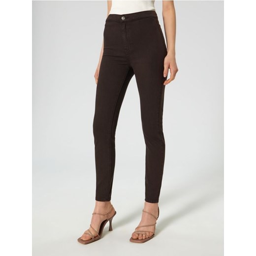 Sinsay - Jegginsy skinny high waist - dark grey jeans ze sklepu Sinsay w kategorii Spodnie damskie - zdjęcie 170721892
