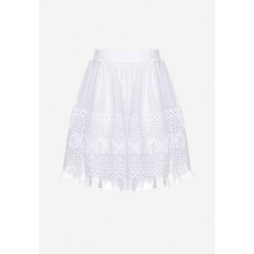 Biała Spódnica Ozdobiona Koronką o Rozkloszowanym Fasonie Persine ze sklepu Born2be Odzież w kategorii Spódnice dziewczęce - zdjęcie 170723020
