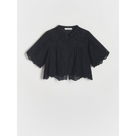 Reserved - Ażurowa koszula z bawełny - czarny ze sklepu Reserved w kategorii Koszule dziewczęce - zdjęcie 170725052