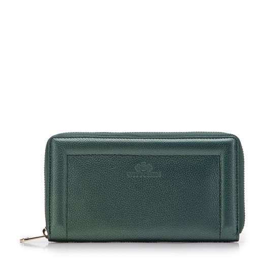 Damski portfel skórzany z ozdobnym brzegiem duży zielony ze sklepu WITTCHEN w kategorii Portfele damskie - zdjęcie 170725300