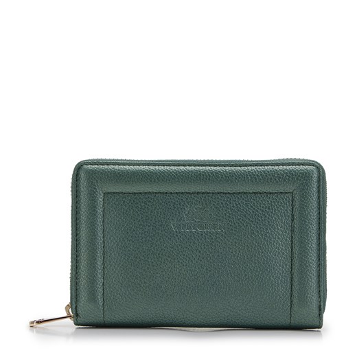 Damski portfel skórzany z ozdobnym brzegiem średni zielony ze sklepu WITTCHEN w kategorii Portfele damskie - zdjęcie 170725304